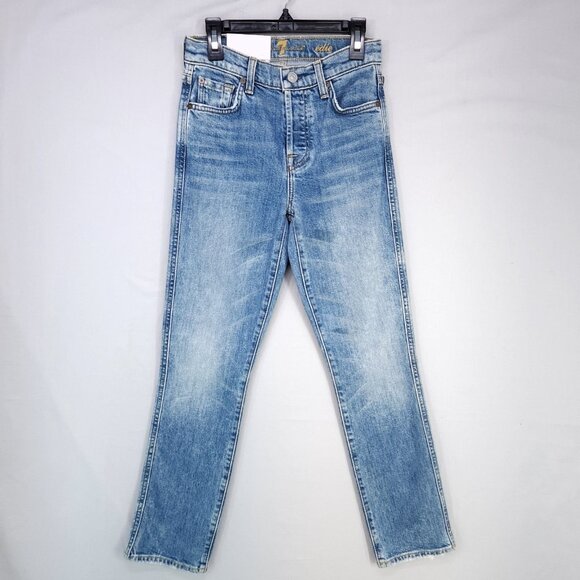 7 for All Mankind Edie Jeans Size 23 High Waist Crop Straight Leg Button Fly - Picture 1 of 16